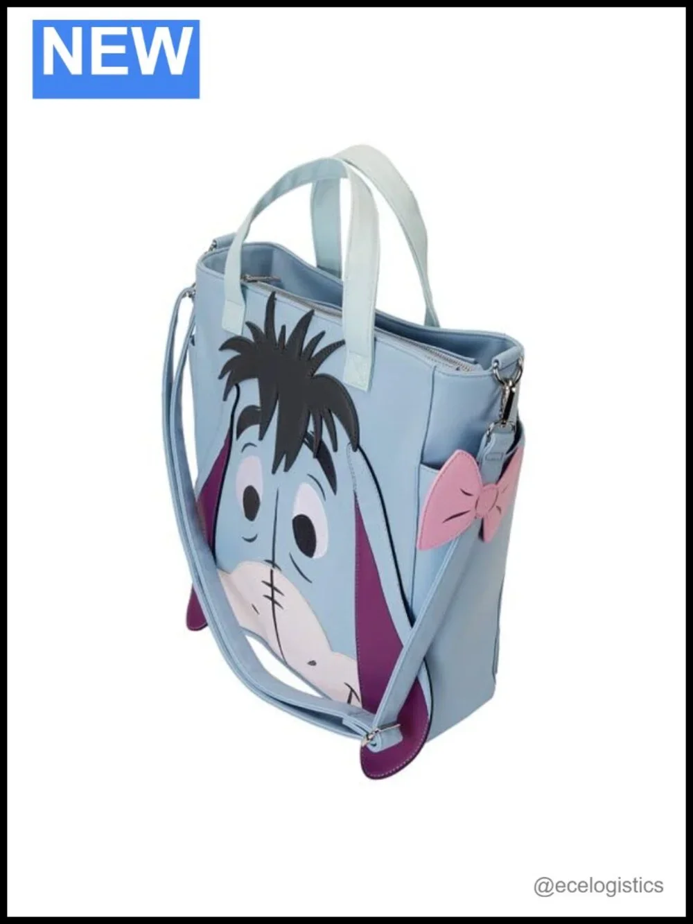 Disney Winnie The Pooh Eeyore Convertible Tote Crossbody Bag Faux Leather